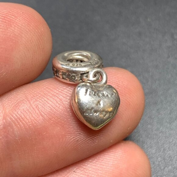 Pandora ALE Sterling Silver "Beautiful Wife Forever & Always" Heart Slide Charm - Picture 2 of 8
